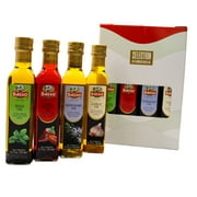 Basso Infused Extra Virgin Olive Oil Gift Set: Garlic | Chili Pepper | Rosemary | Basil | 4 bottles x 8.5 fl.oz (250ml)