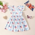 thumbnail image 2 of Gubotare Toddler 4th of July Dress Toddler Girl Dresses Flutter Sleeve Summer Clothes School Outfit Girls Casual Swing Ruffle Dress (White,Size 3-4 Years), 2 of 5
