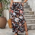 thumbnail image 4 of Black Womens Flower Graphic Loose Fit Skirt for Ladies Spandex Lounge Boho High Leg Slit Plain Maxi Long Midi Knee High 2025 Clothes XL, 4 of 9