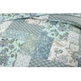 thumbnail image 3 of NEWLAKE 3-Piece Floral Cotton Patchwork Quilt Set Decor Quilt Set with Pillow Shams (Queen, Light Turquoise), 3 of 7