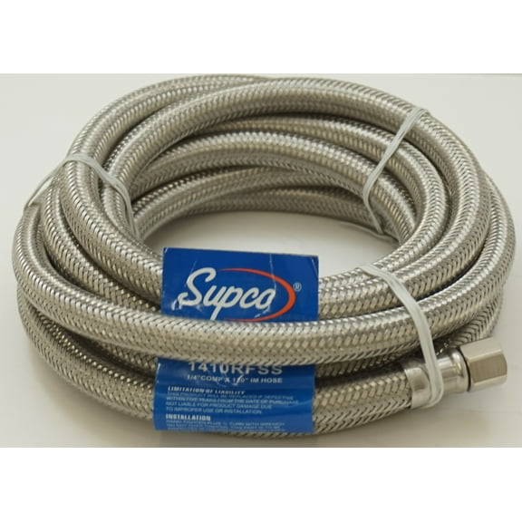 Supco ¼" COMP X ¼ COMP" 120" Stainless Steel Hose for Dishwashers, 1410RFSS