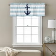 thumbnail image 3 of Aqua Stripe Nautical Kitchen Curtain Valances for Windows Farmhouse Short Curtains, Navy Blue Anchor Summer Coastal Rod Pocket Valance Curtain for Bedroom Cafe Living Room 42"x18", 3 of 8