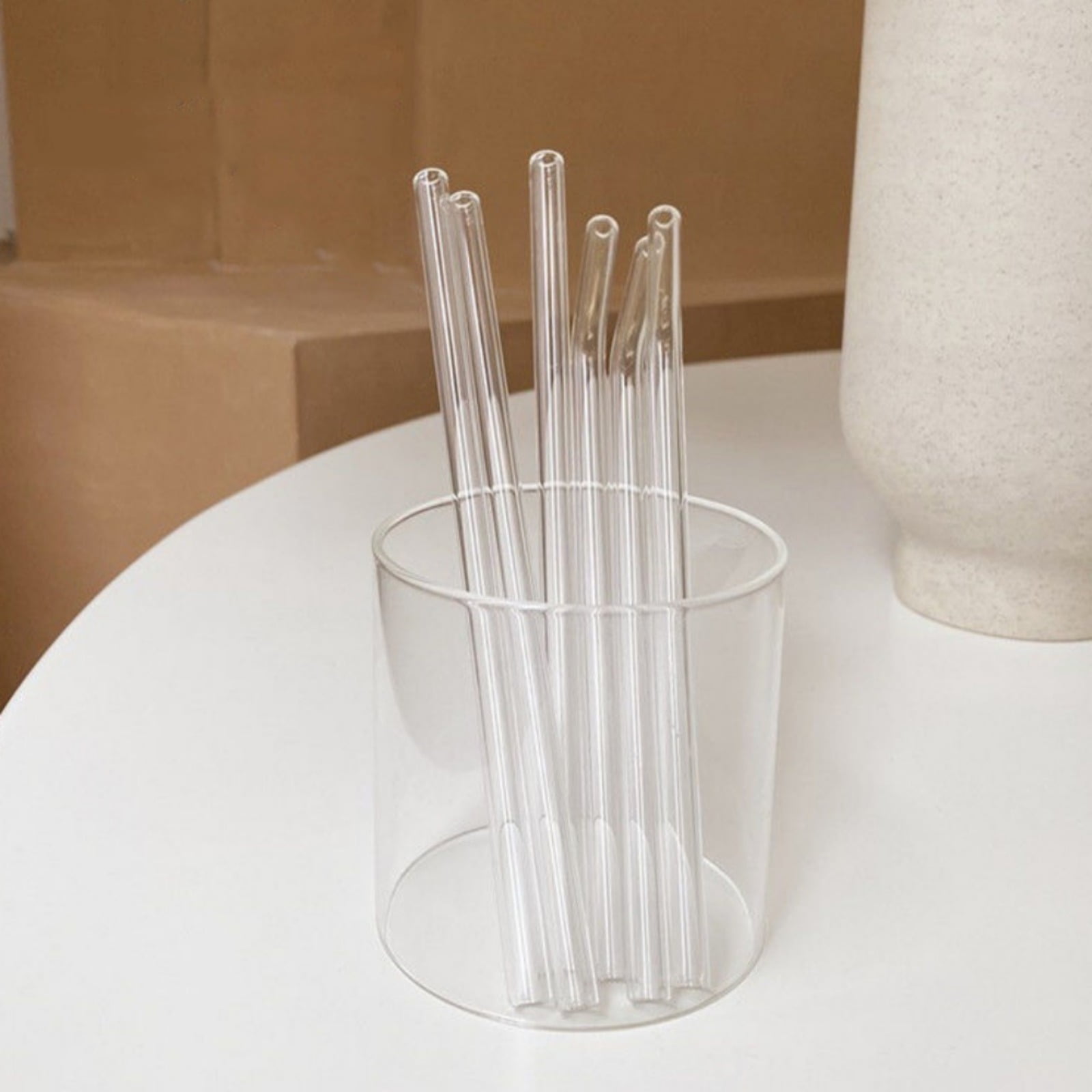 Iced Coffee Glass Cup with clear straw and bamboo lid – Smile