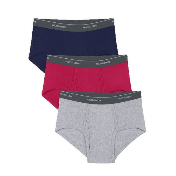 Fruit of the Loom Men's 100% Cotton Briefs(Prints & Solids)3 Pack,X-Large
