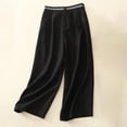 thumbnail image 3 of Outfmvch Gauze Pants Flowy Wide Leg Drawstring High Waist Drawstring Pants Women Wide Leg Linen Pants Beach Pants for Women Trousers with Pockets High Waisted Linen Pants Women Black M-3XL, 3 of 6