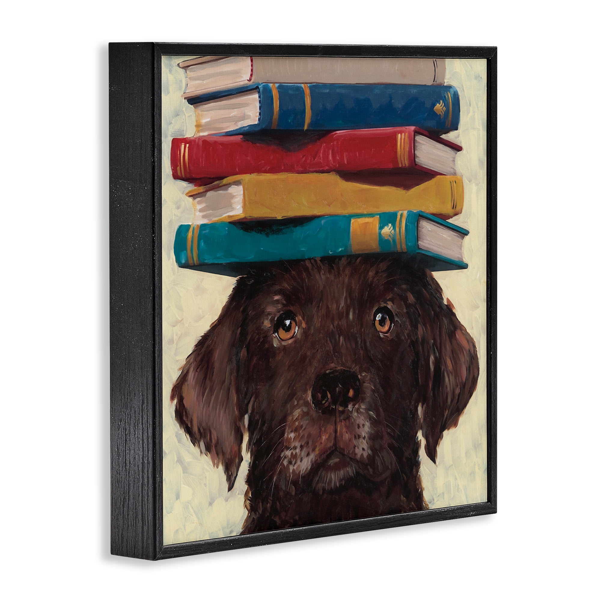 Stupell Industries Studious Abby Dog Black Framed Giclee Art, design by Studio Bautista