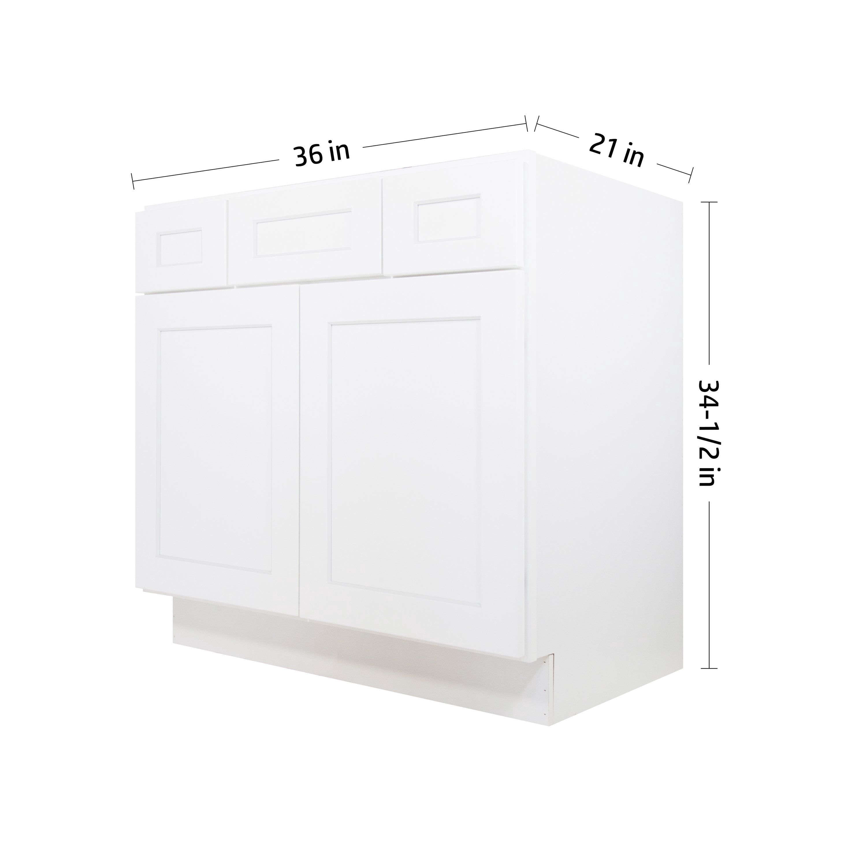 Furinno Shaker 2-Drawer Bath Vanity Cabinet without Top, Ready to Assemble, 21 D x 36 W x 34.5 H, White