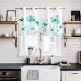 thumbnail image 2 of Blue Aqua Flower Kitchen Curtains Small Short 39 Inch Length, White Floral Plant Herb Botanical Grommet Top Bedroom Living Room Curtains, Light Filtering Cafe Curtain Drapes 2 Panels Set 55''x39'', 2 of 9