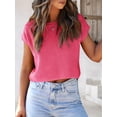 thumbnail image 6 of Women'S Summer Cropped Sweater Vest Trendy Cap Sleeve Crop Tops Crew Neck Loose Knit Tank Top Rose Red XL, 6 of 7
