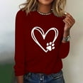 thumbnail image 2 of ibuvkizy Womens Sweatshirts Valentines Day Love Heart,Women's Printed Round Neck Pullover Long Sleeved Casual Womens Sweatshirts Wine,XXL, 2 of 4