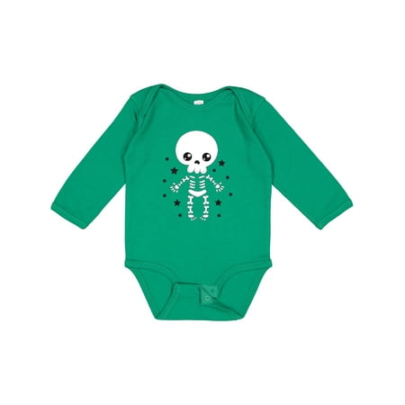 

Inktastic Happy Halloween Spooky Skeleton and Stars Gift Baby Boy or Baby Girl Long Sleeve Bodysuit