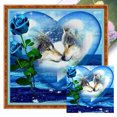 thumbnail image 1 of (2) Hilo Algodón Ecológico Bordado 11CT 3 Hebras Impresión 40x40cm Kit Serie Punto Cruz Pareja Rosas Azules Y Lobos, 1 of 9