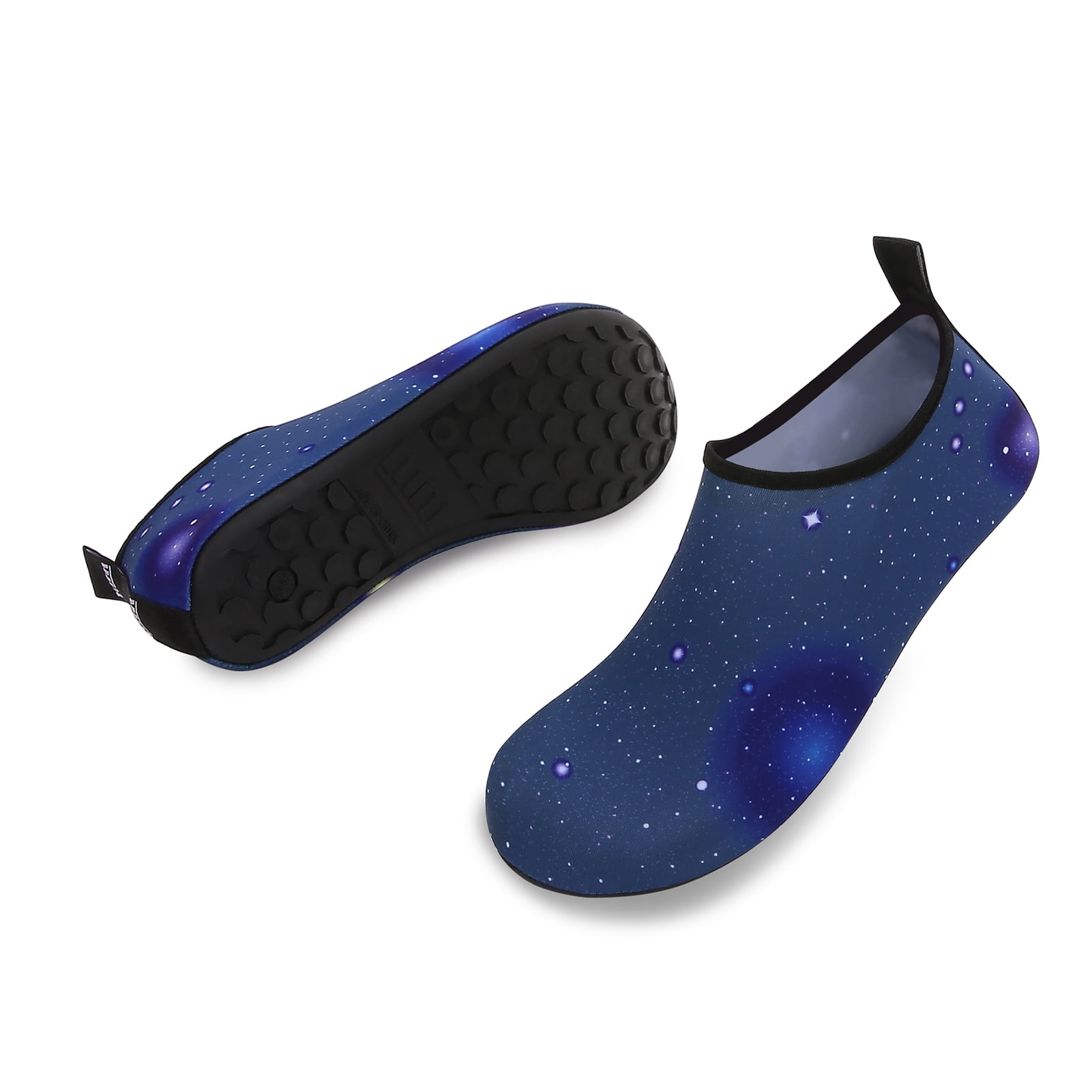 Men and Women a Slip On Barefoot Quick-Dry Beach Aqua Yoga Water Shoes (Space/Black, 5.5-6.5 Women/5-5.5 Men)