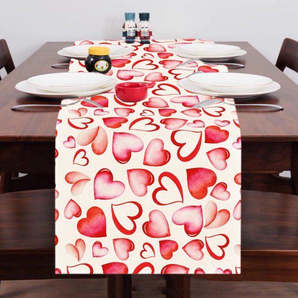 Fiudx Acentos De Decoración Del Hogar Camino De Mesa Para El Día De San Valentín, Mantel Súper Suave Para Catering, Boda, Cocina, Fiesta, Día Festivo, Picnic, Decoración Del Hogar, 13 X 71 Pulgadas D
