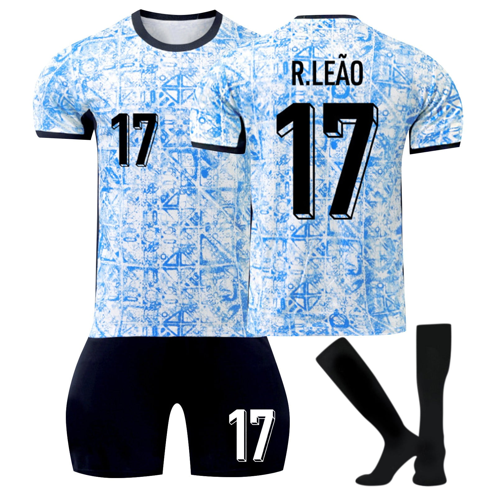 Sien 2425 17 Maillot de Soccer Portugal Bleu Garish