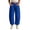 Blue, variant on Womens High Waist Single Button Barrel Cropped Pants Dual Square Patch Pockets Zipper Fly Solid Color Loose Casual Daily Walking Trousers