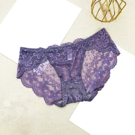 

Briefs For Women Underwear Womens Underwear Sexy Panties For Women Lace Panty Detail Crochet Lace Bulk Panties Bikini Purple One Size 3pcs