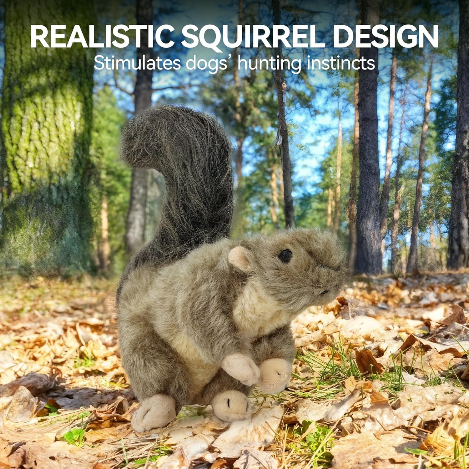 Interactive Dog Squirrel Plush Squeaky Toy - Perfect Puppy Enrichment Toy, Large