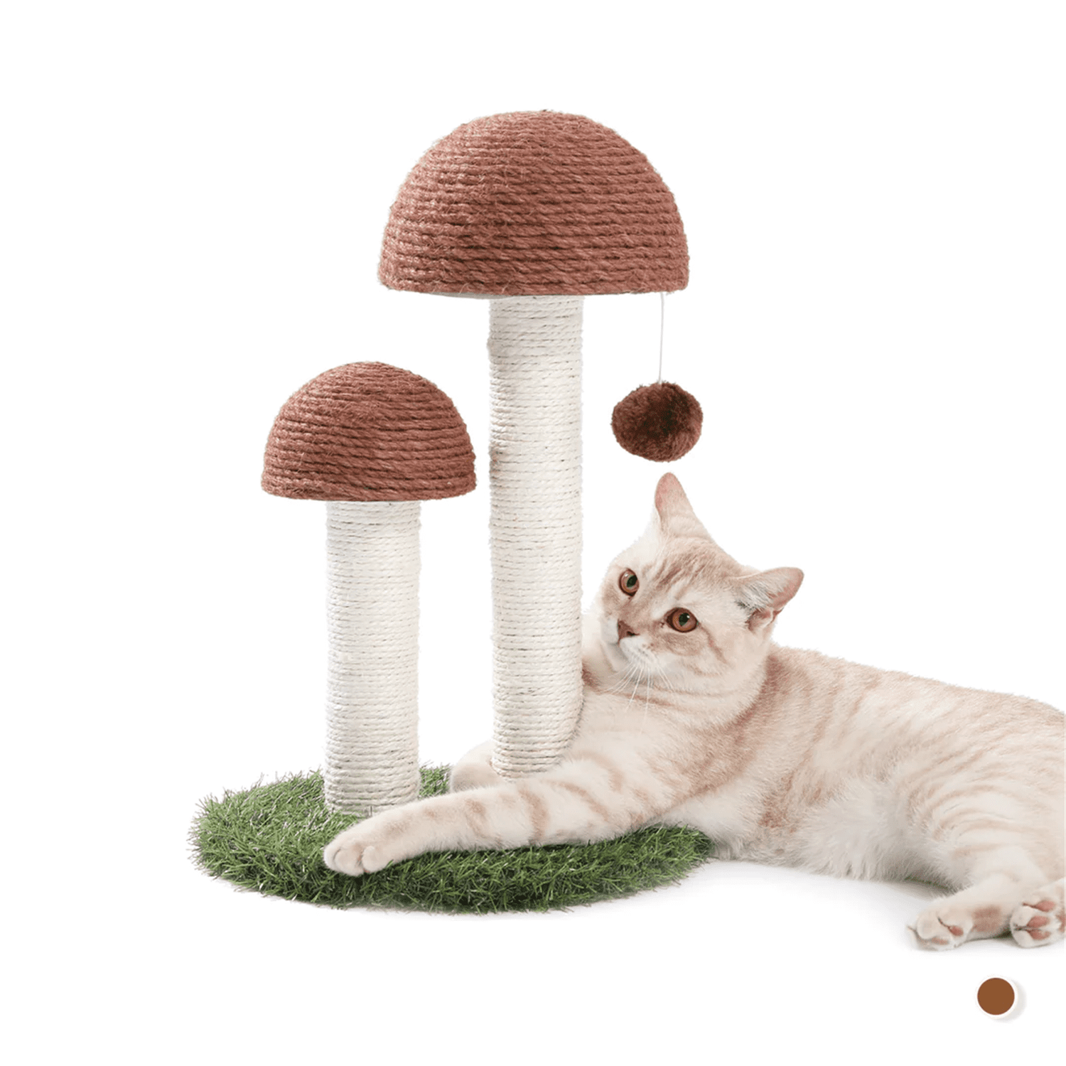Pefilos 18 Inches Cat Scratching Post, Mushroom Claw Scratching Post for Kitty, Natural Sisal Cat Scratchers Pole for Indoor Cats, Kittens and Small Cat Interactive Toys, Brown