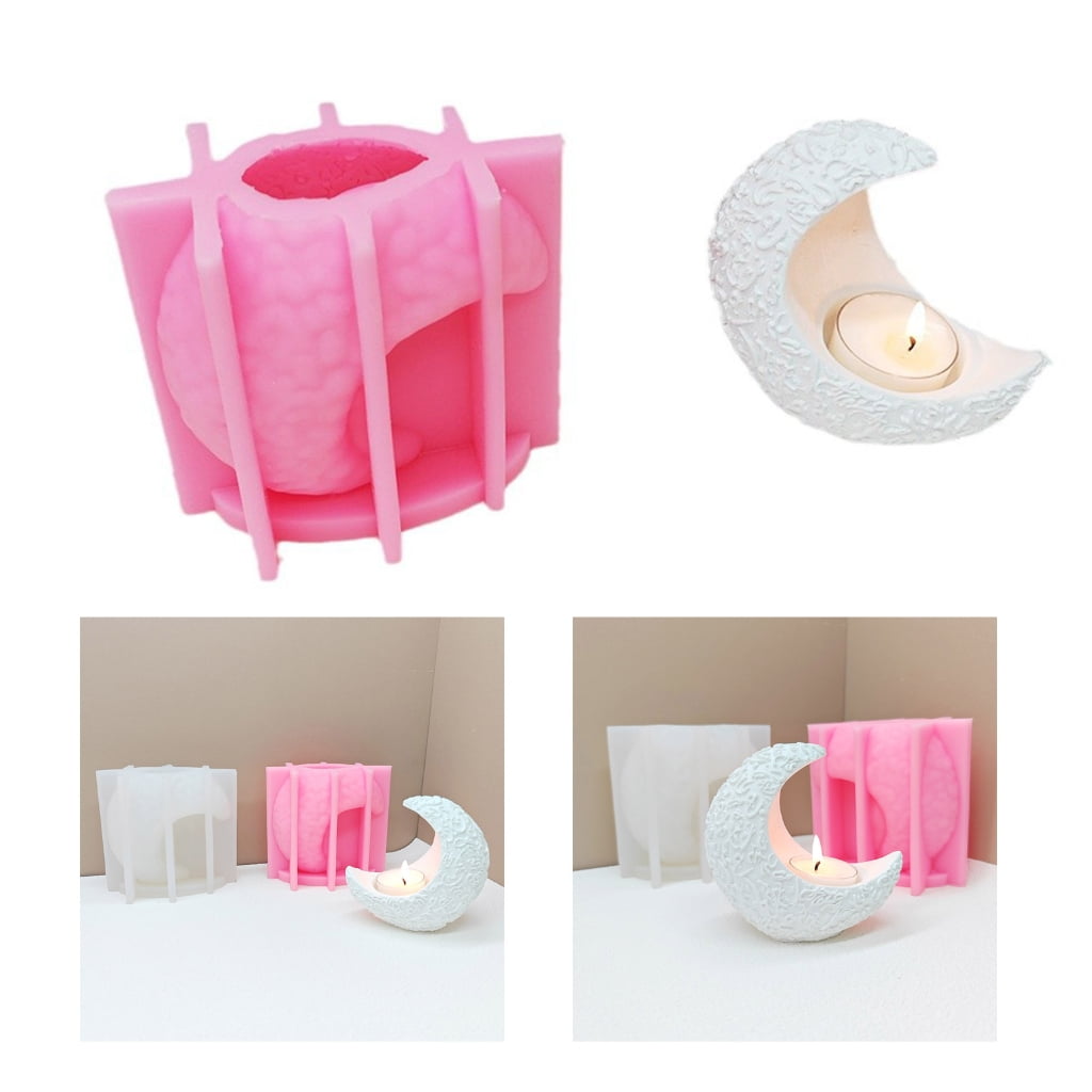 Moon Shape Candle Holder Molds Silicone Tealight Stand Molds for Epoxy Resin