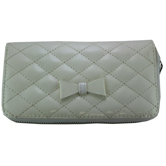 Quilted Compact Purse - Slim & Convenient Womans Wallet (White)