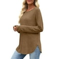 thumbnail image 3 of Posijego Women's Basic Long Sleeve Shirts Classic Tee Fall Tunic Tops Plain Loose Casual T-Shirts for Women, 3 of 7