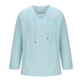 thumbnail image 4 of VERUGU Mens Casual Long Sleeve Drawstring Henley Shirts Fall Winter V-Neck Blouses Solid Loose Basic Tops with Pocket Light Blue 3XL, 4 of 6