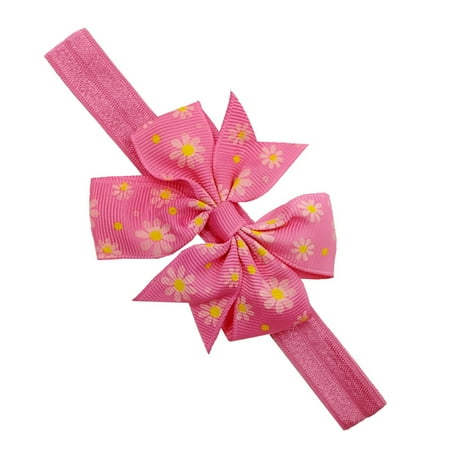 

Toddler Baby Girls Headbands Floral Print Bowknot Elastic Hair Band For