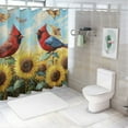 thumbnail image 7 of Patifu Cardinal Birds Sunflower Field Bathroom Shower Curtain Set 100% Polyester with Hooks 69"x72, 7 of 7