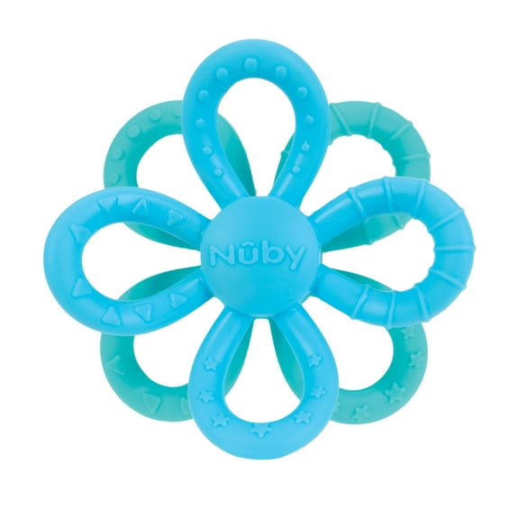 Nuby Fun Loops Silicone Teether for Infants, Blue & Aqua