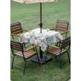 thumbnail image 3 of Outdoor Tablecloth with Umbrella Hole and Zipper, Coastal Fall Square Table Cloth 54x54 Inch Waterproof Tablecloth, White Pumpkin Thanksgiving Coral Starfish Picnic Table Cover for Patio Camping, 3 of 7