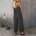 thumbnail image 4 of Yuwull One Piece Jumpsuits For Women V Neck Sleeveless Loose Fits Overalls Spaghetti Strap Haremss Long Pants With Pockets, 4 of 6