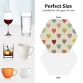 thumbnail image 6 of Lsque Heart Polka Dot Pattern 4" Drink Coasters Set of 4, PVC Leather Absorbent Coasters, Table Coaster Set Decorative Coffee Cup Coasters Housewarming Gift -Hexagon, 6 of 6