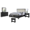 thumbnail image 1 of Sandy Platform Cappuccino Wood 5 Piece Bedroom Set in Queen, 1 of 5