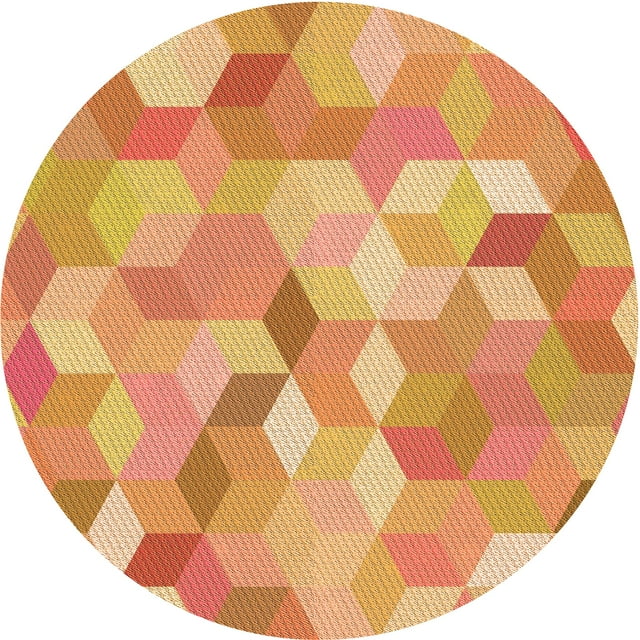 Ahgly Company Machine Washable Indoor Square Transitional Bright Orange Area Rugs, 3' Square