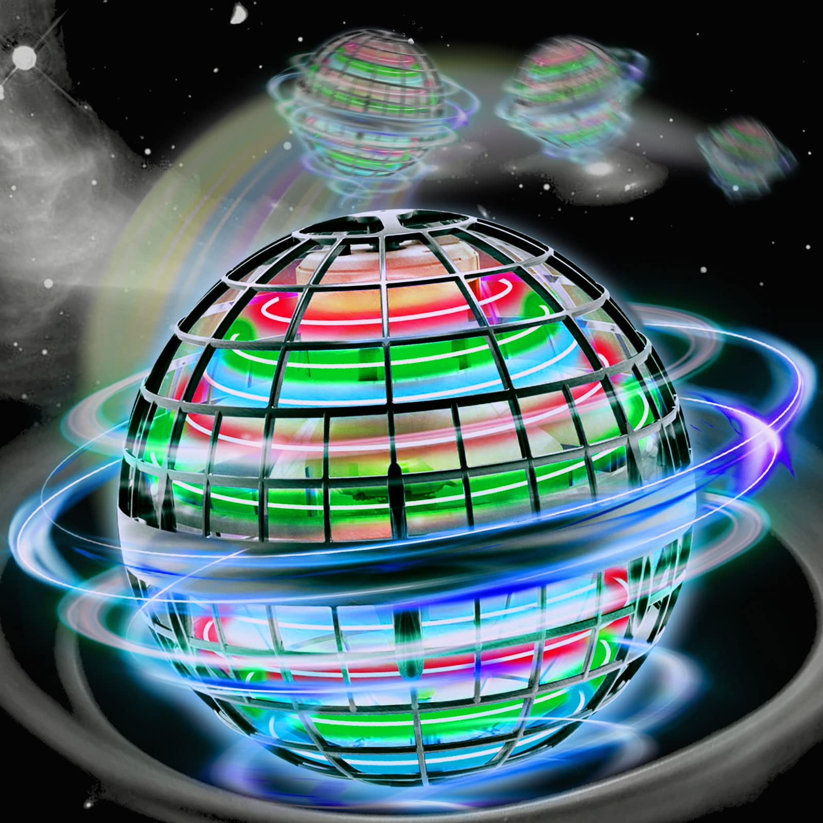 Flying Orb Hover Pro Toy, Hand Controlled Floating Ball with RGB Light, 360° Spinning Flying