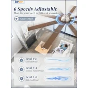 Zardon 72in Large Ceiling Fans with Remote Control No Light, Modern Ceiling Fan with 8 Reversible Blades, 6 Speed, for Indoor Outdoor, Nickel