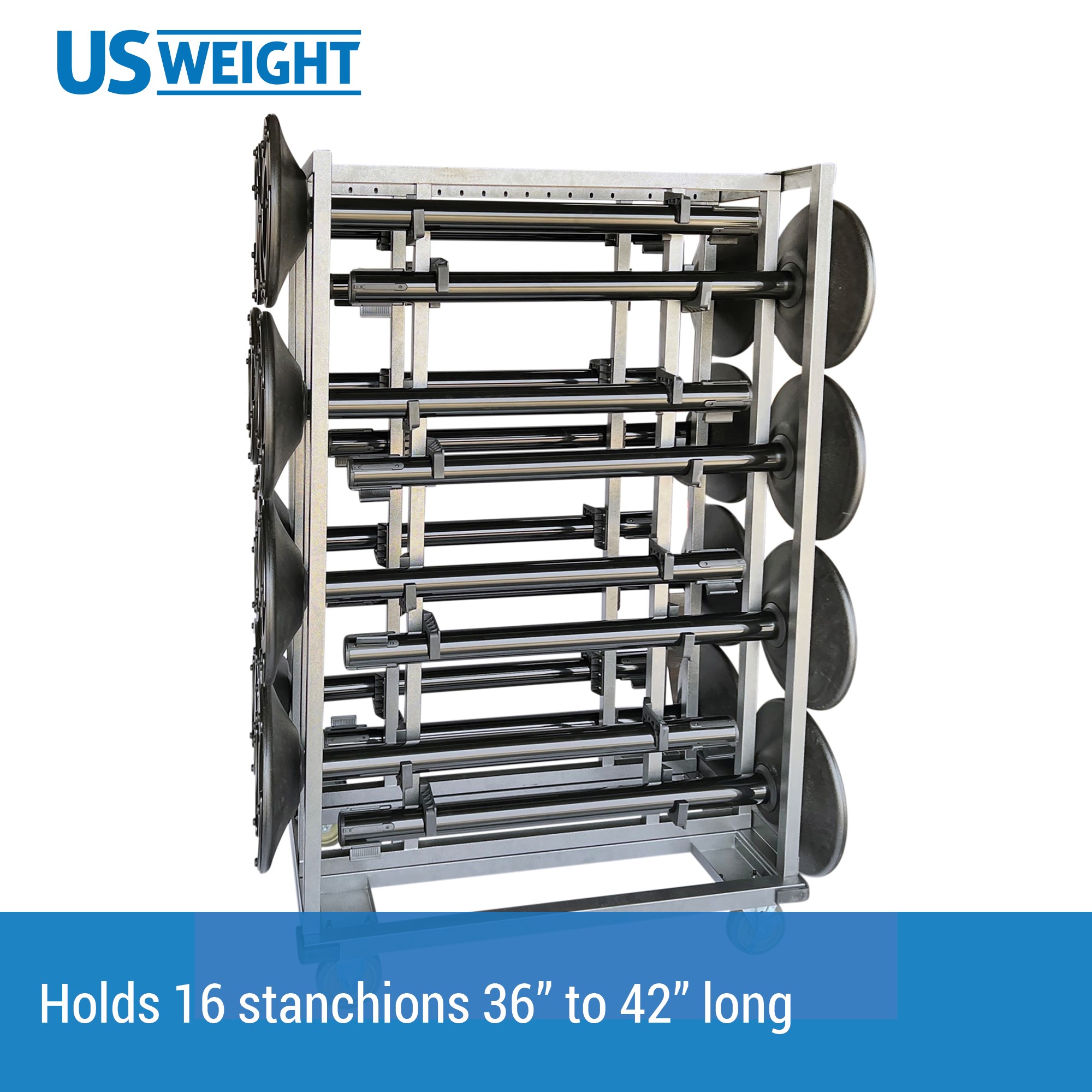 US Weight Stanchion Cart - Easy to Assemble - Holds 16 Stanchions - Ideal for Event Centers