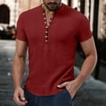 thumbnail image 2 of Mens Shirts,Short Sleeve T-Shirt Casual Solid Top Summer Comfortable Beach Breathable Relaxed Fit,Western Shirts for Men,2XL,Red, 2 of 5