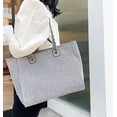 thumbnail image 3 of LinYooLi Women Canvas Handbag Large Capacity Chain Tote Bag PU Handle Shoulder Bag, 3 of 6