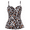 A-leopard Black/2, variant on Mycoco Women's Swim Top Padded Ruffle Hem Shirred Swimwear Tankini Swimsuit Top