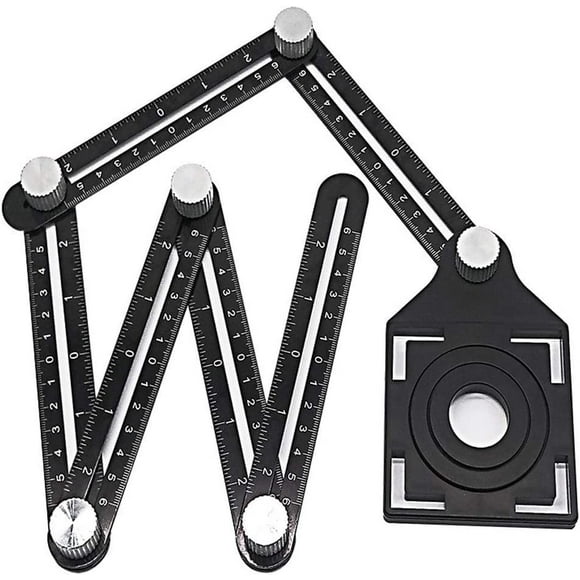 Outil de gabarit multi-angle règle de mesure règle en alliage d'aluminium multifonctions souverain règle poreuse outil de rapporteur, outil de gabarit d'angle, convient aux travailleurs