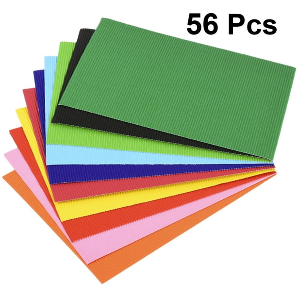 56pcs A4 papier bricolage feuilles de carton ondulé arts artisanat projets papier  cartonné coloré (couleur mixte) 