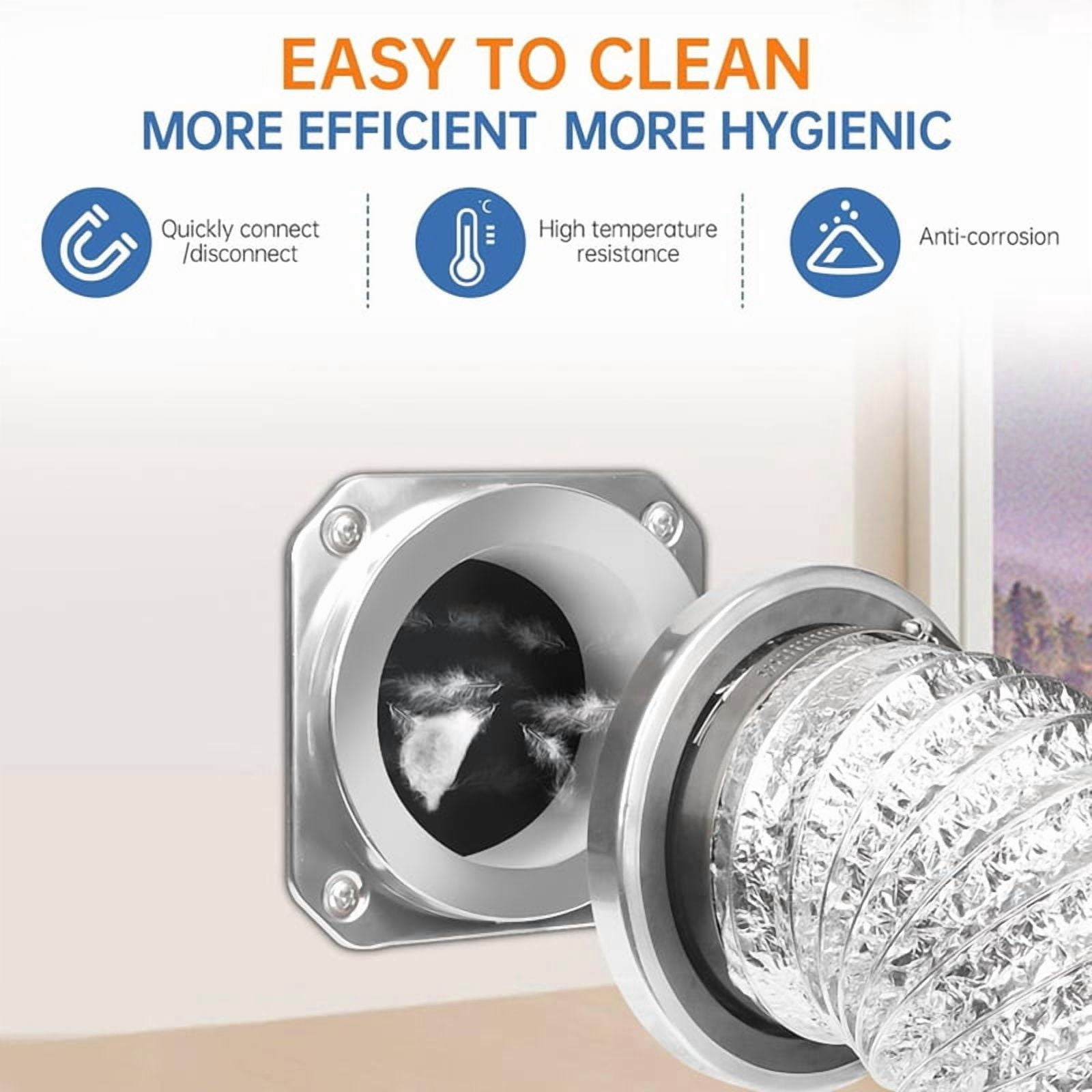 Magnetic Dryer Vent Coupling Connector Kit - DV180 Airtight Seal, Quick Connect, Includes 2 Clamps