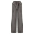 thumbnail image 5 of Men's Cotton Linen Pants Solid Color Casual Trousers, Lightweight Loose Beach Summer Pants for Vacation and Lounging,Dark Gray,XL, 5 of 7