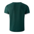 thumbnail image 4 of Leey-World Tshirt for Men Men's Casual Henley Shirt Short Sleeve Cotton Pique Band Collar Shirt Summer Button Basic Tee Shirts(Dark Green,L), 4 of 5