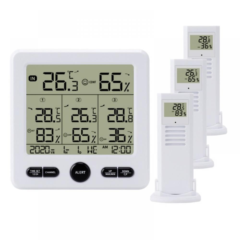 3 Sensor Digital LCD Thermometer Hygrometer Home Outdoor Temperature @ Humidity 