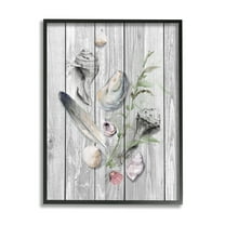 Stupell Feather & Seashells Collection Dock Landscape Painting Black Framed Art Print Wall Art