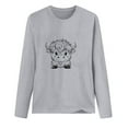 thumbnail image 3 of Tawop T-Shirts pour Femmes Hauts Col Rond Manches Longues Décontracté Imprimé Gris S, 3 of 3