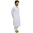 thumbnail image 2 of Atasi Men's White Kurta Pyjama Set Ethnic Tunic Punjabi Long Shirt-Small, 2 of 6
